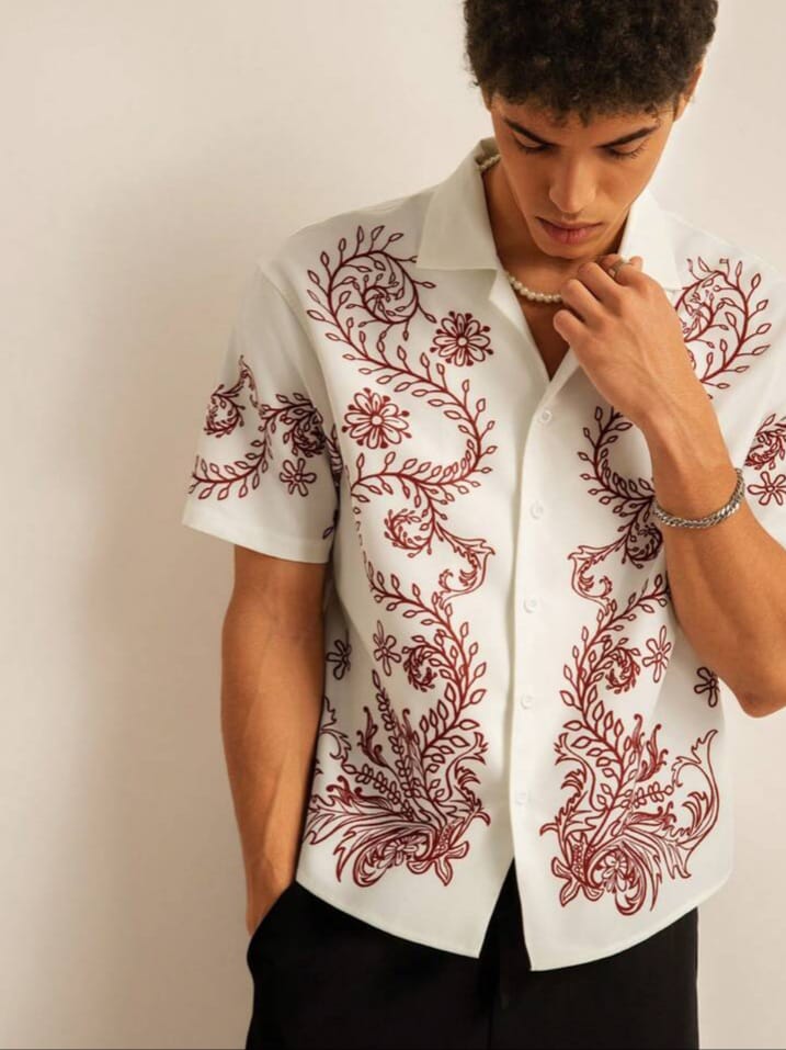 Uptown Funky Digital Print Lapal Neck Loose Fit Men's Shirt